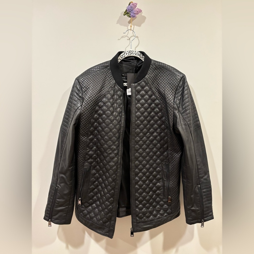 Sleek Black Quilted Bomber Jacket